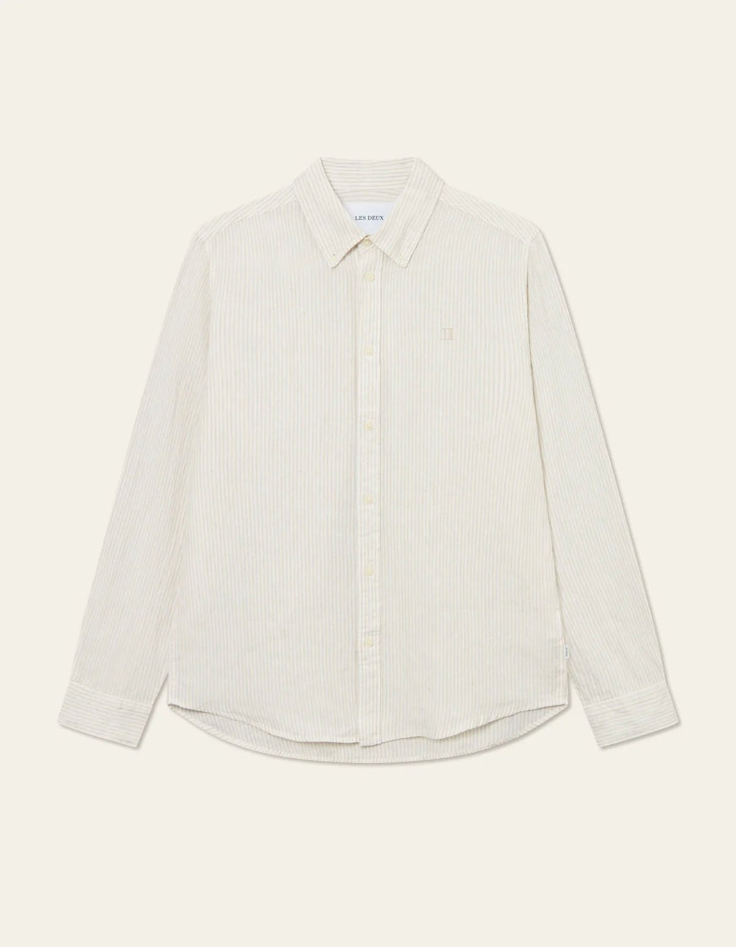 Les Deux Kristian Linen B.D. Shirt Light Ivory/Walnut - Supermen.dk