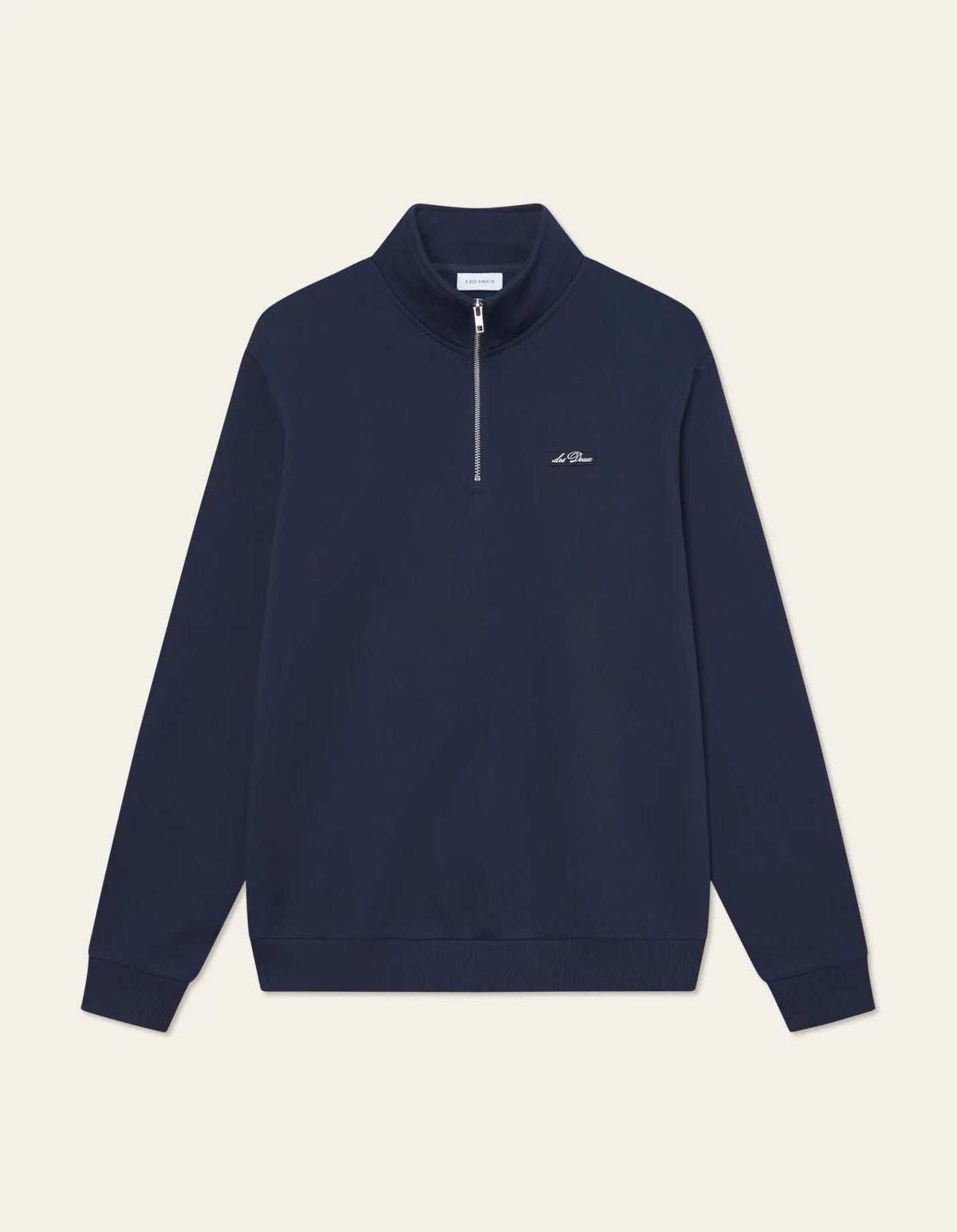 Les Deux Patch Half - Zip Sweatshirt Dark Navy - Supermen.dk