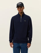 Les Deux Patch Half - Zip Sweatshirt Dark Navy - Supermen.dk