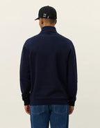 Les Deux Patch Half - Zip Sweatshirt Dark Navy - Supermen.dk