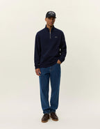 Les Deux Patch Half - Zip Sweatshirt Dark Navy - Supermen.dk