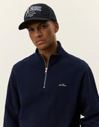 Les Deux Patch Half - Zip Sweatshirt Dark Navy - Supermen.dk