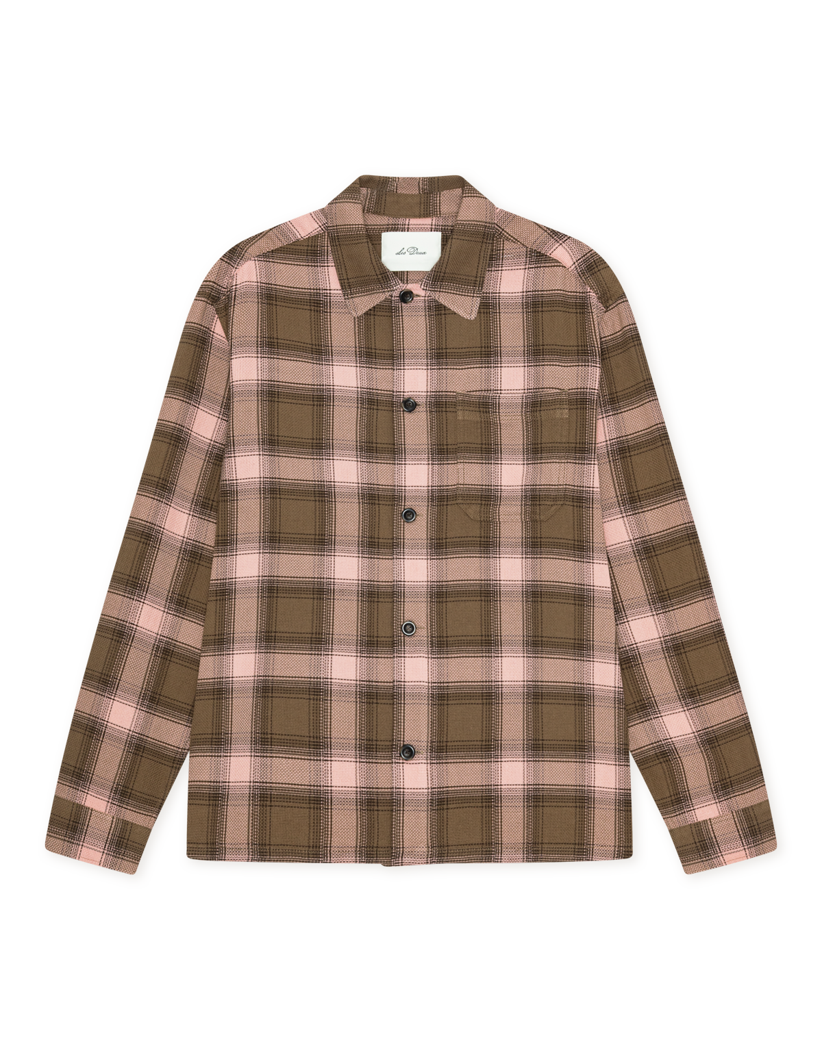 Les Deux Shadowcheck overshirt i Teak Brown ternet – produktbillede bagfra