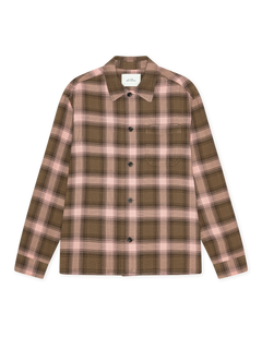 Les Deux Shadowcheck overshirt i Teak Brown ternet – produktbillede bagfra