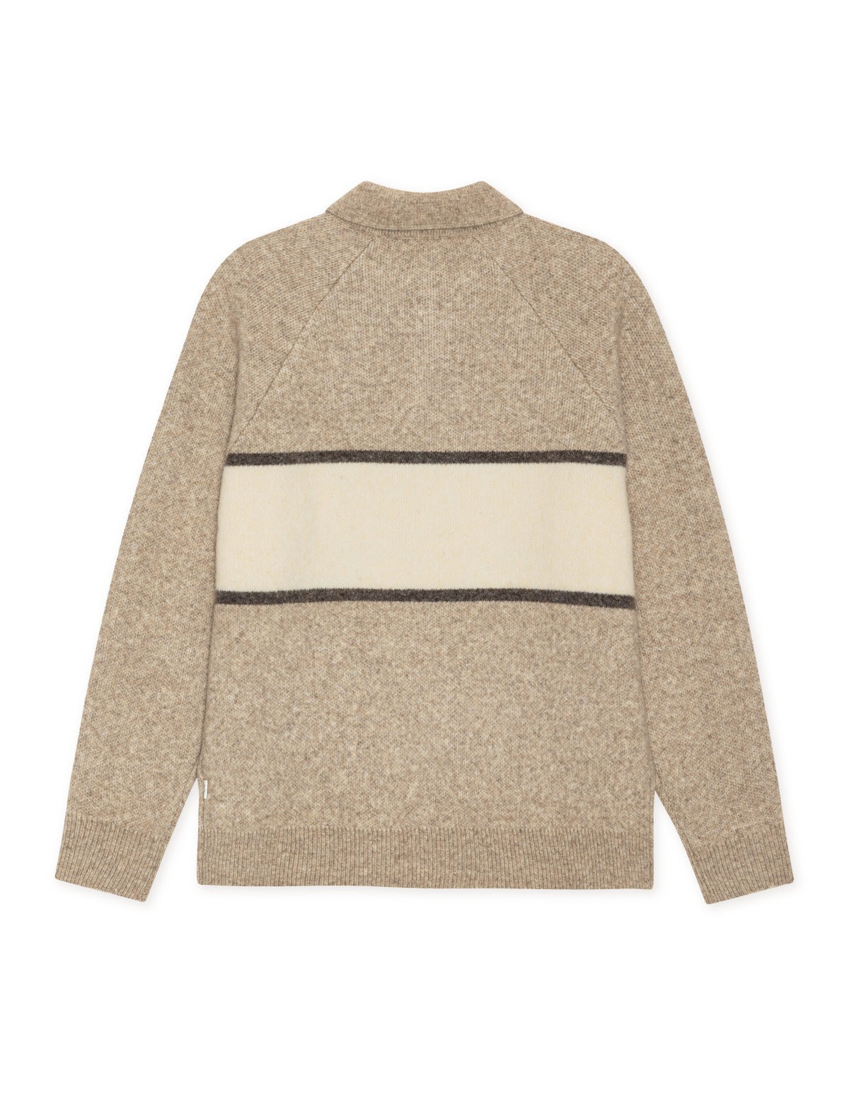 Les Deux Signature melange strikpolo i Dark Sand melange med logostribe – produktbillede bagfra