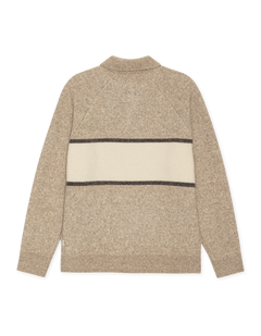 Les Deux Signature melange strikpolo i Dark Sand melange med logostribe – produktbillede bagfra