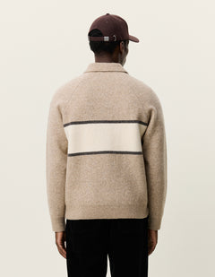 Les Deux Signature melange strikpolo i Dark Sand melange med logostribe set bagfra