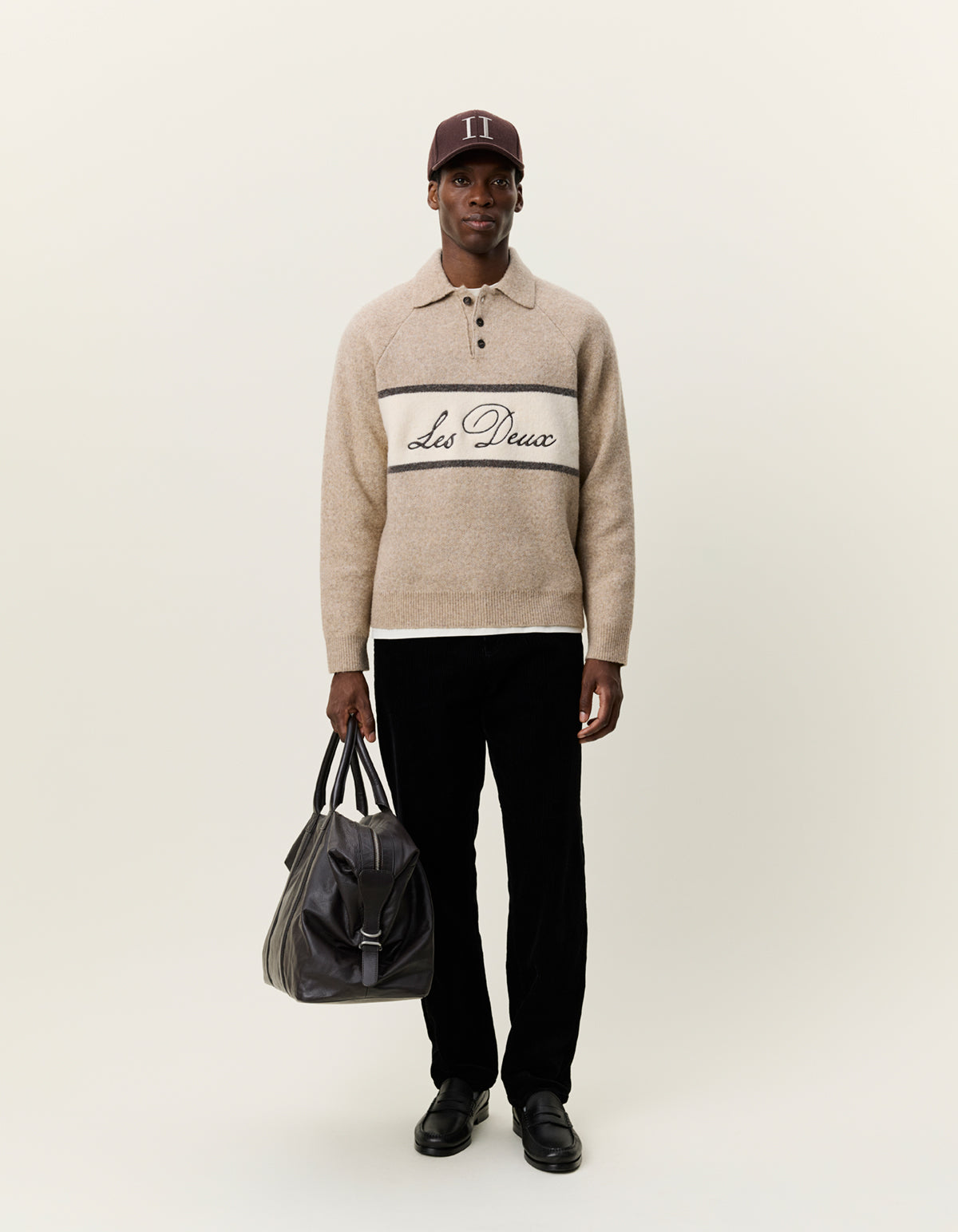 Les Deux Signature Melange Knitted Polo - DARK SAND MELANGE