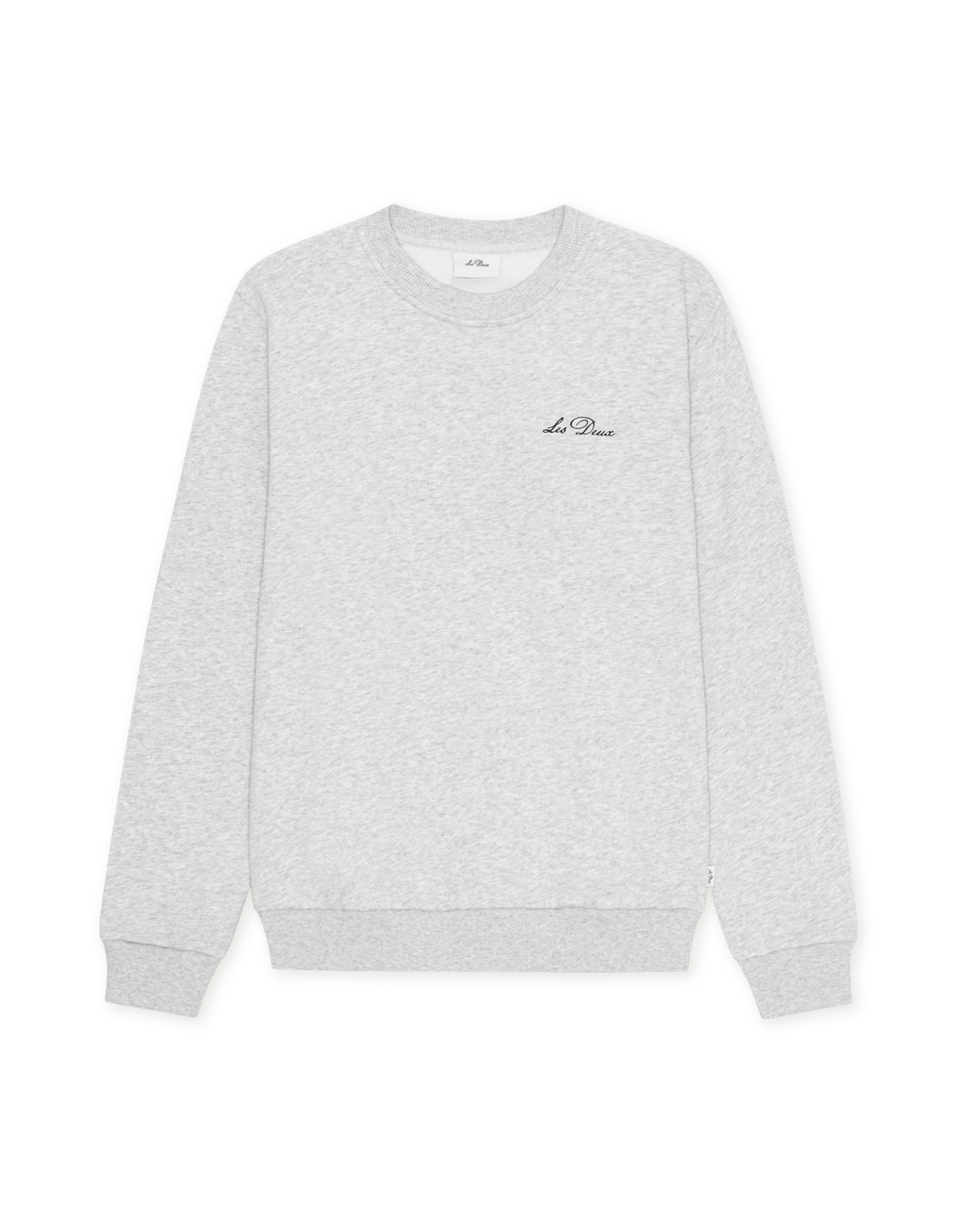 Les Deux Signature print sweatshirt i Snow Melange lysegrå – produktbillede forfra
