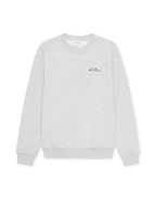 Les Deux Signature print sweatshirt i Snow Melange lysegrå – produktbillede forfra
