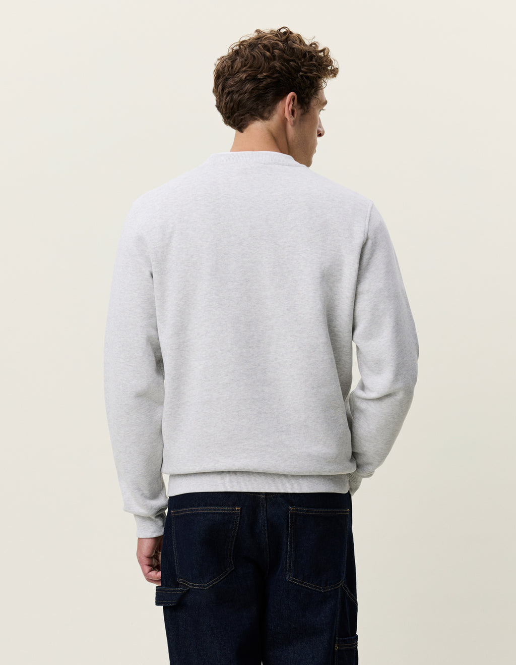 Les Deux Signature print sweatshirt i Snow Melange lysegrå set bagfra