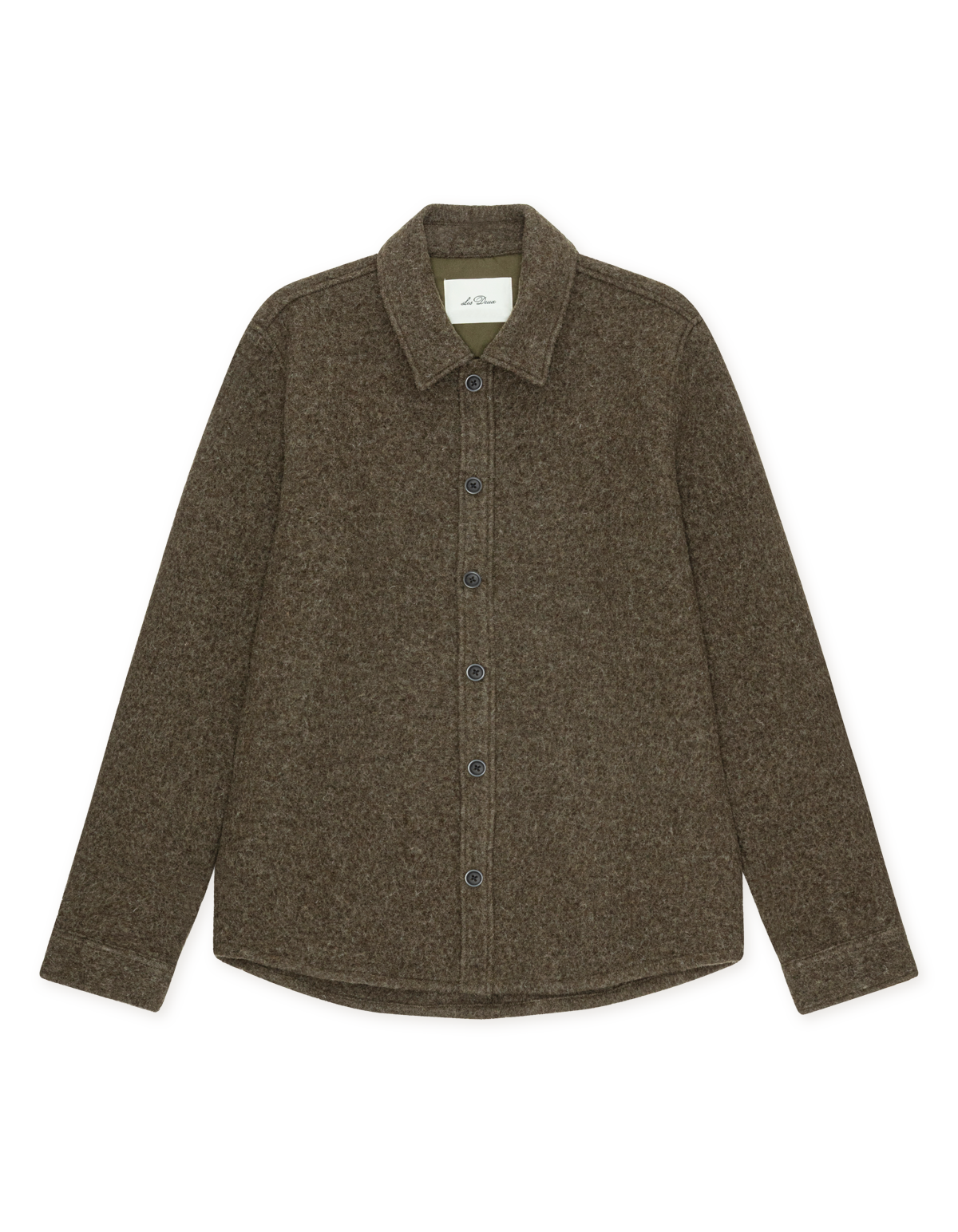 Les Deux bouclé overshirt i uld i Duffel Bag grøn – produktbillede forfra
