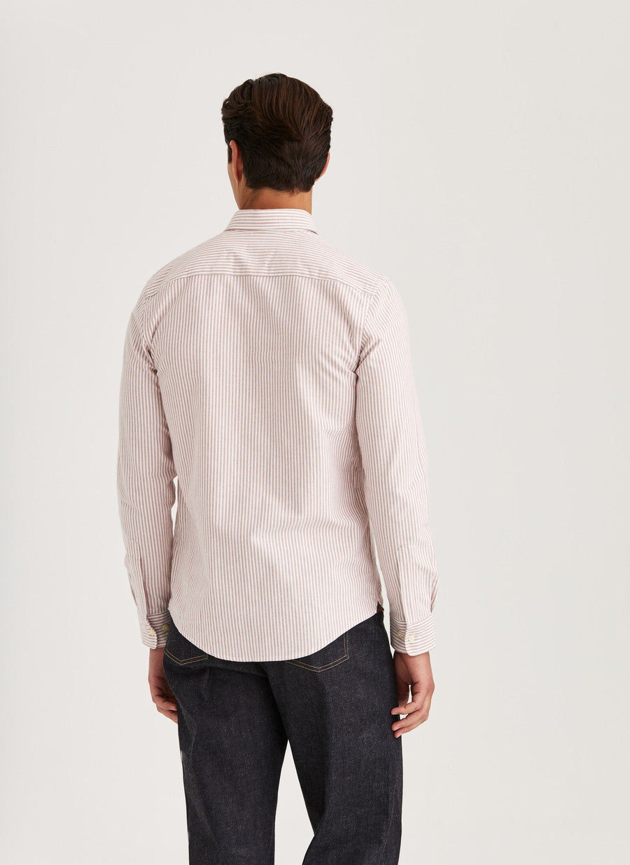 Morris Douglas Slim Fit Oxford skjorte med røde striber set bagfra