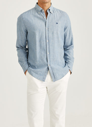 Morris Linen Indigo Shirt - Classic Fit - Supermen.dk
