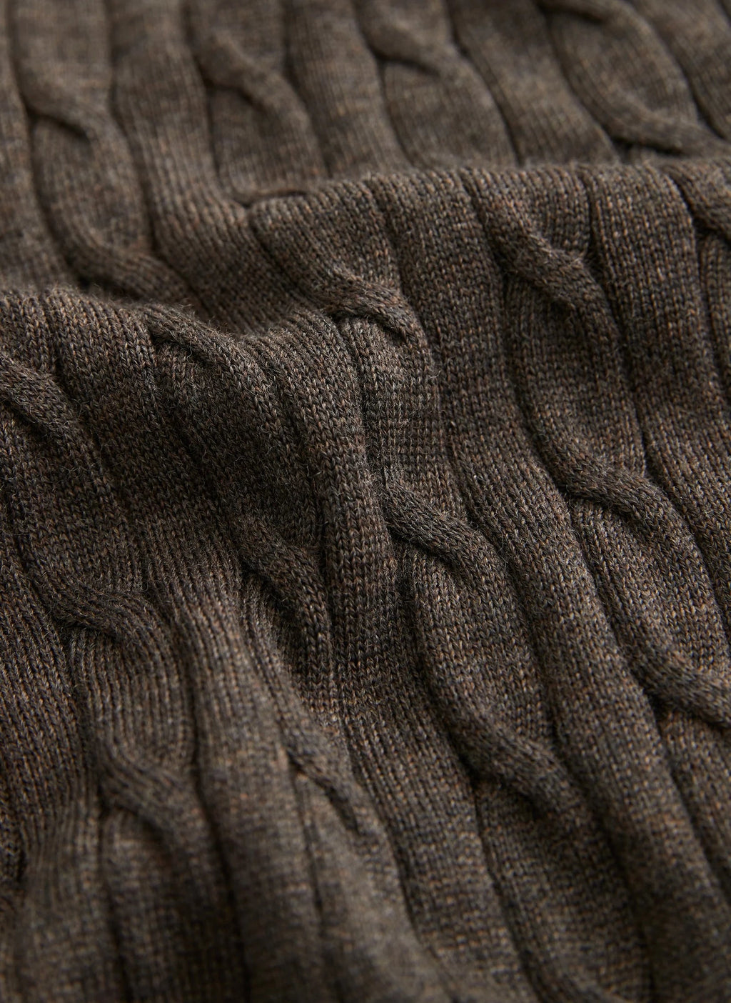 Morris Merino Cable Oneck Brown - Supermen.dk
