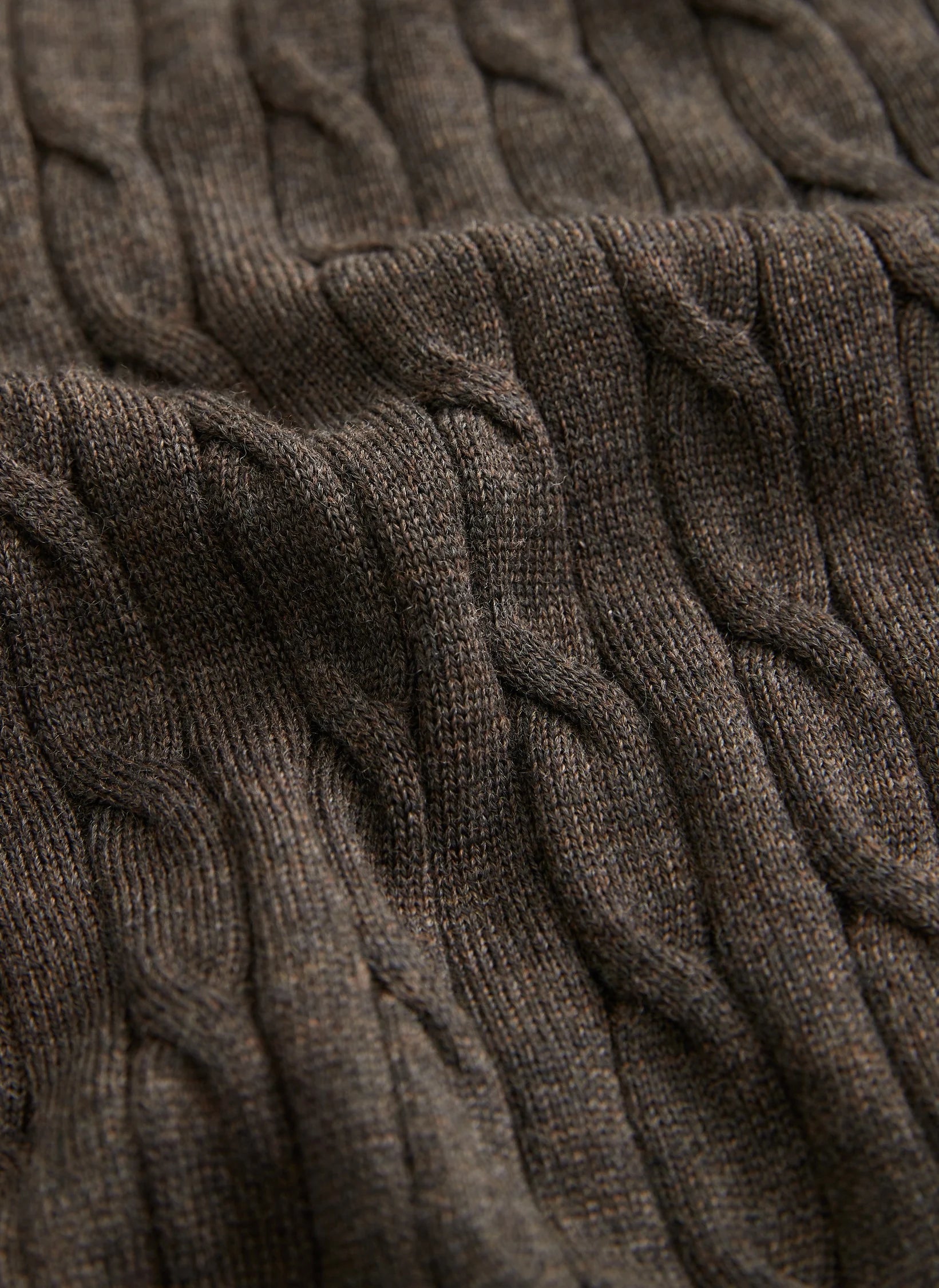Morris Merino Cable Oneck Brown - Supermen.dk