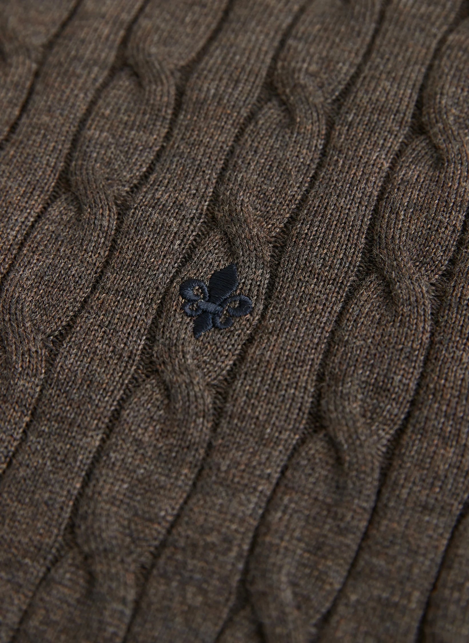 Morris Merino Cable Oneck Brown - Supermen.dk