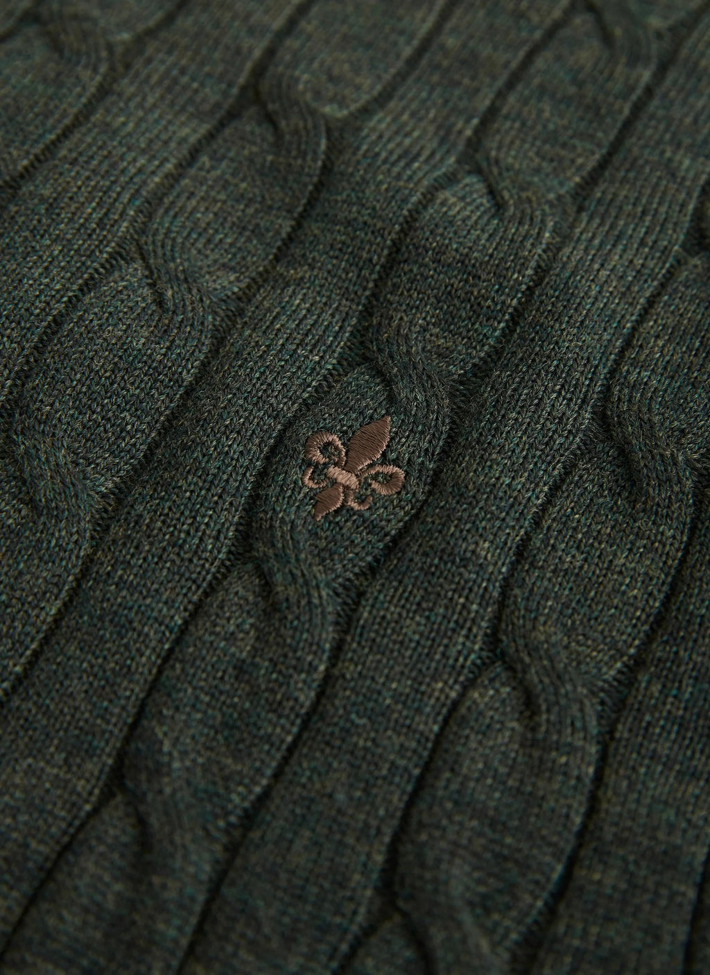 Morris Merino Cable Oneck Olive - Supermen.dk