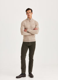 Morris Merino John Zip Khaki - Supermen.dk
