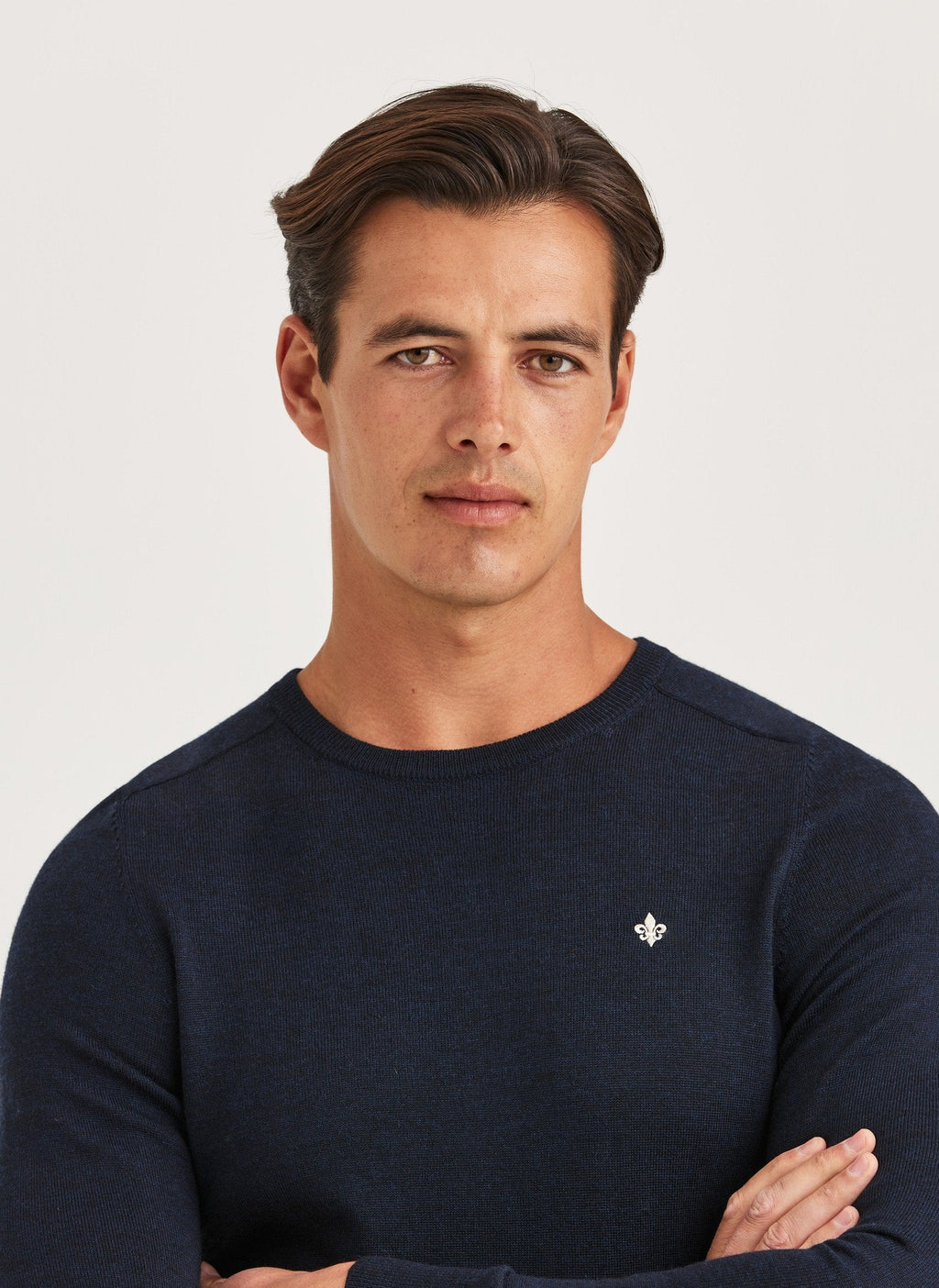 Morris Merino Oneck Navy - Supermen.dk