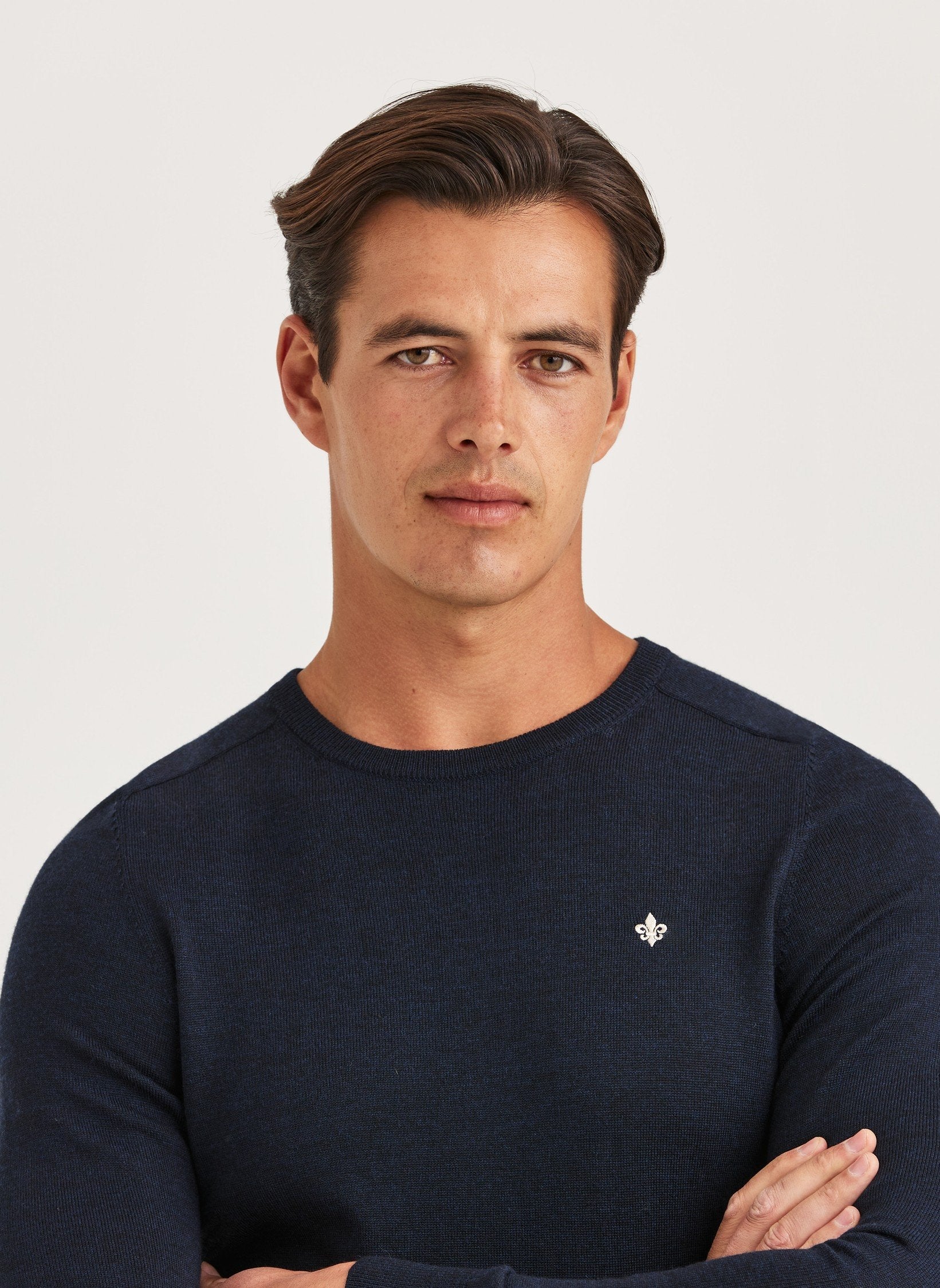 Morris Merino Oneck Navy - Supermen.dk