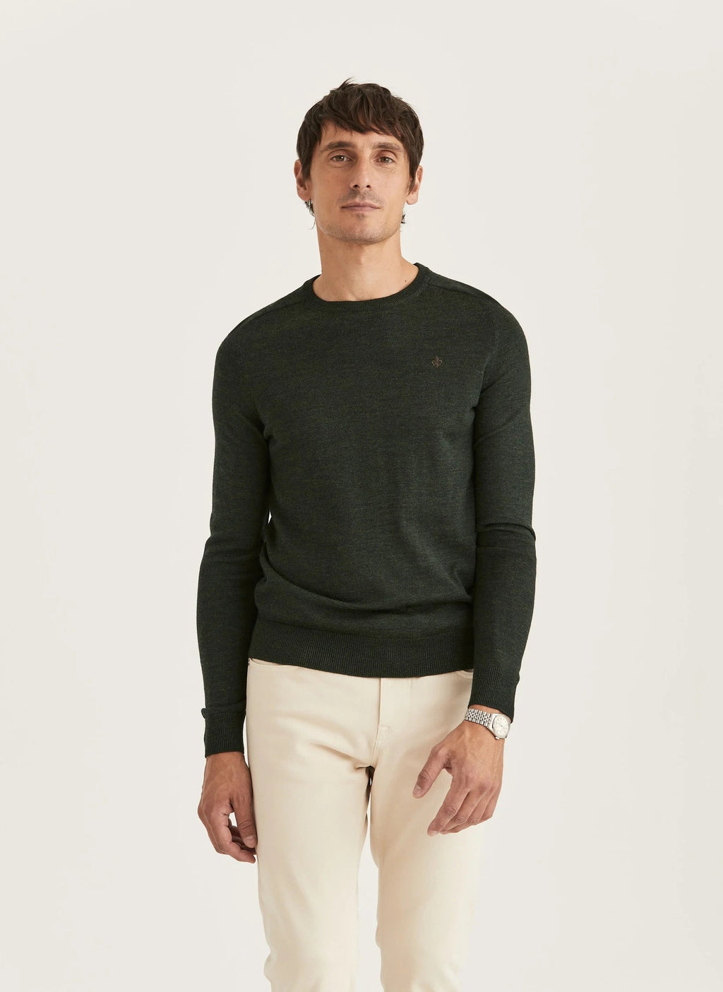 Morris Merino Oneck Olive - Supermen.dk