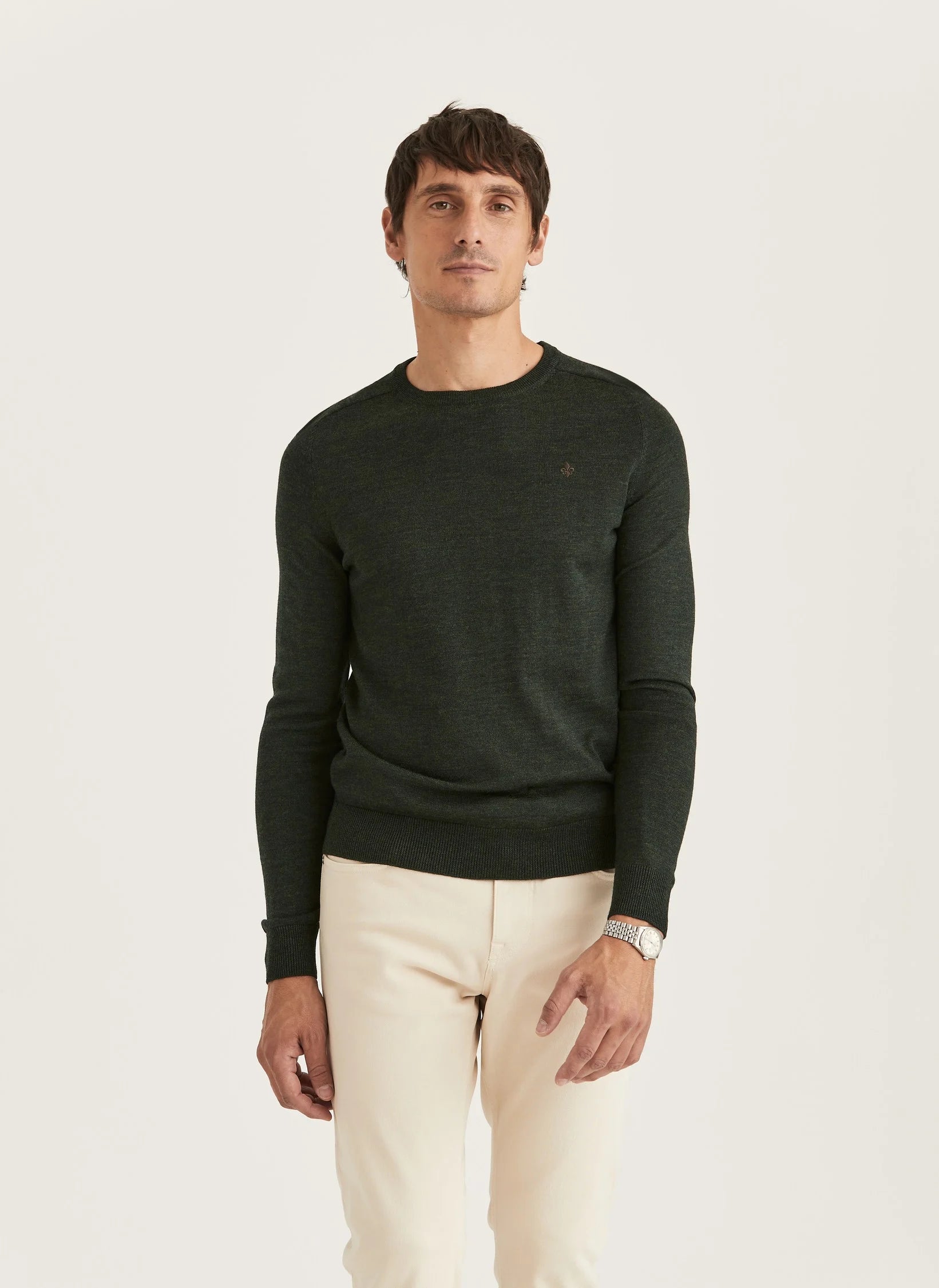 Morris Merino Oneck Olive - Supermen.dk