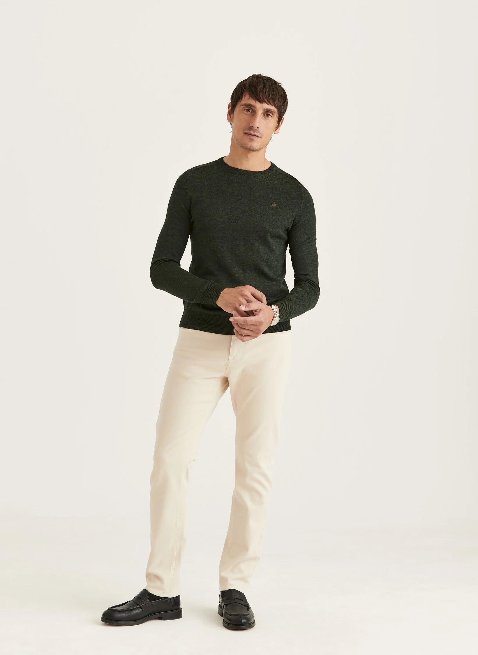 Morris Merino Oneck Olive - Supermen.dk