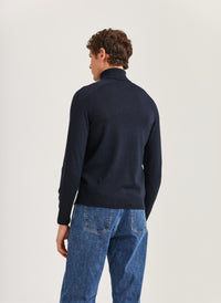 Morris Merino Roller Neck Navy - Supermen.dk