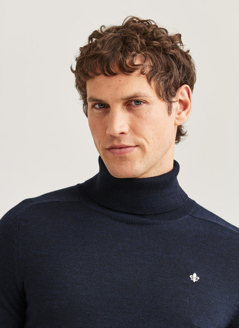 Morris Merino Roller Neck Navy - Supermen.dk