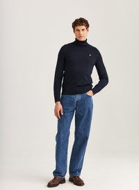 Morris Merino Roller Neck Navy - Supermen.dk