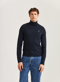 Morris Merino Roller Neck Navy - Supermen.dk