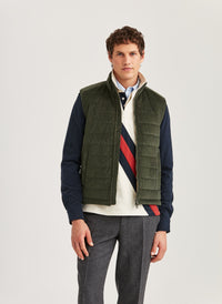 Morris Ted Quilted Cord Vest Olive - Supermen.dk