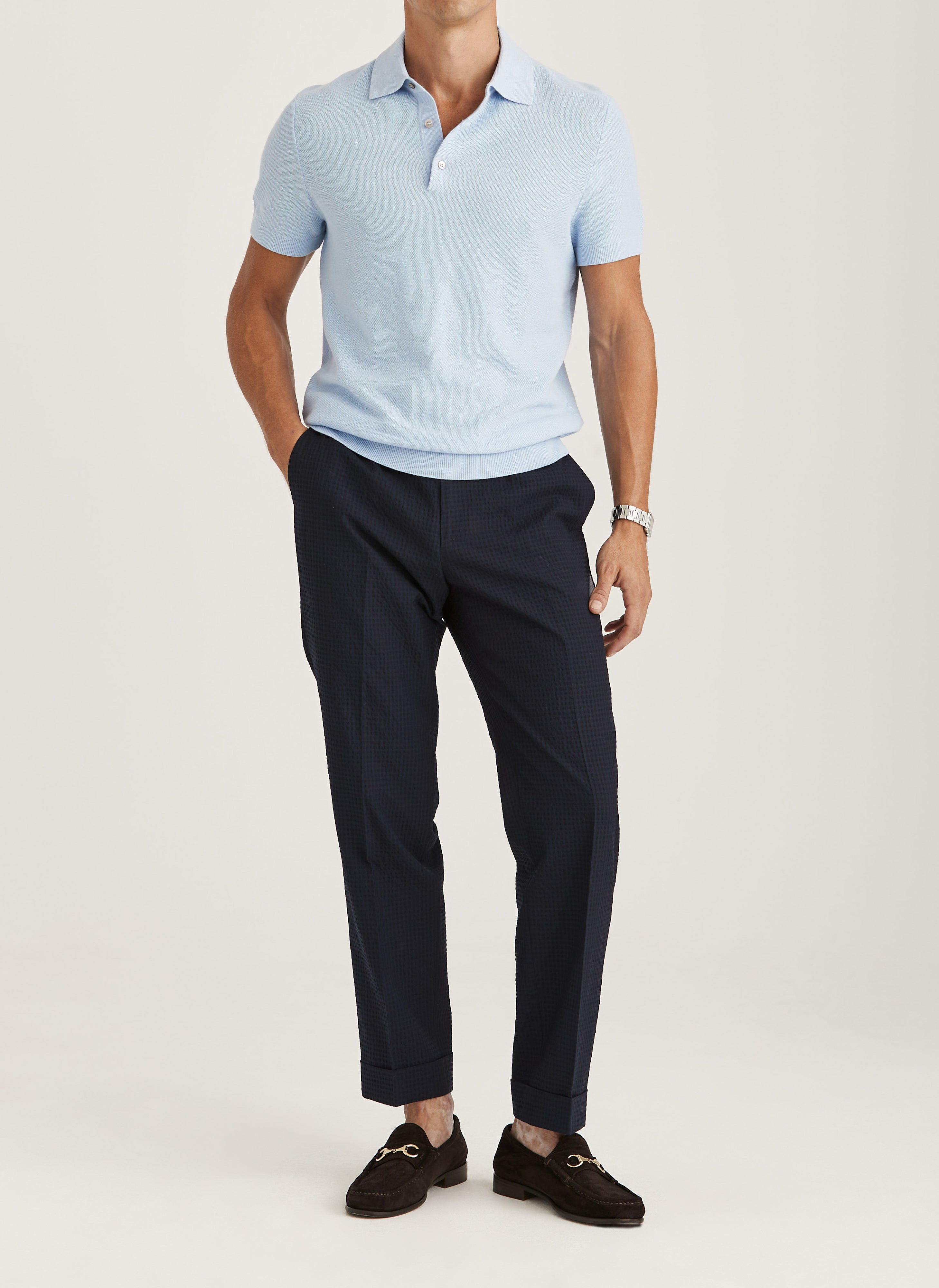 Morris Walter Polo Knit Light Blue - Supermen.dk