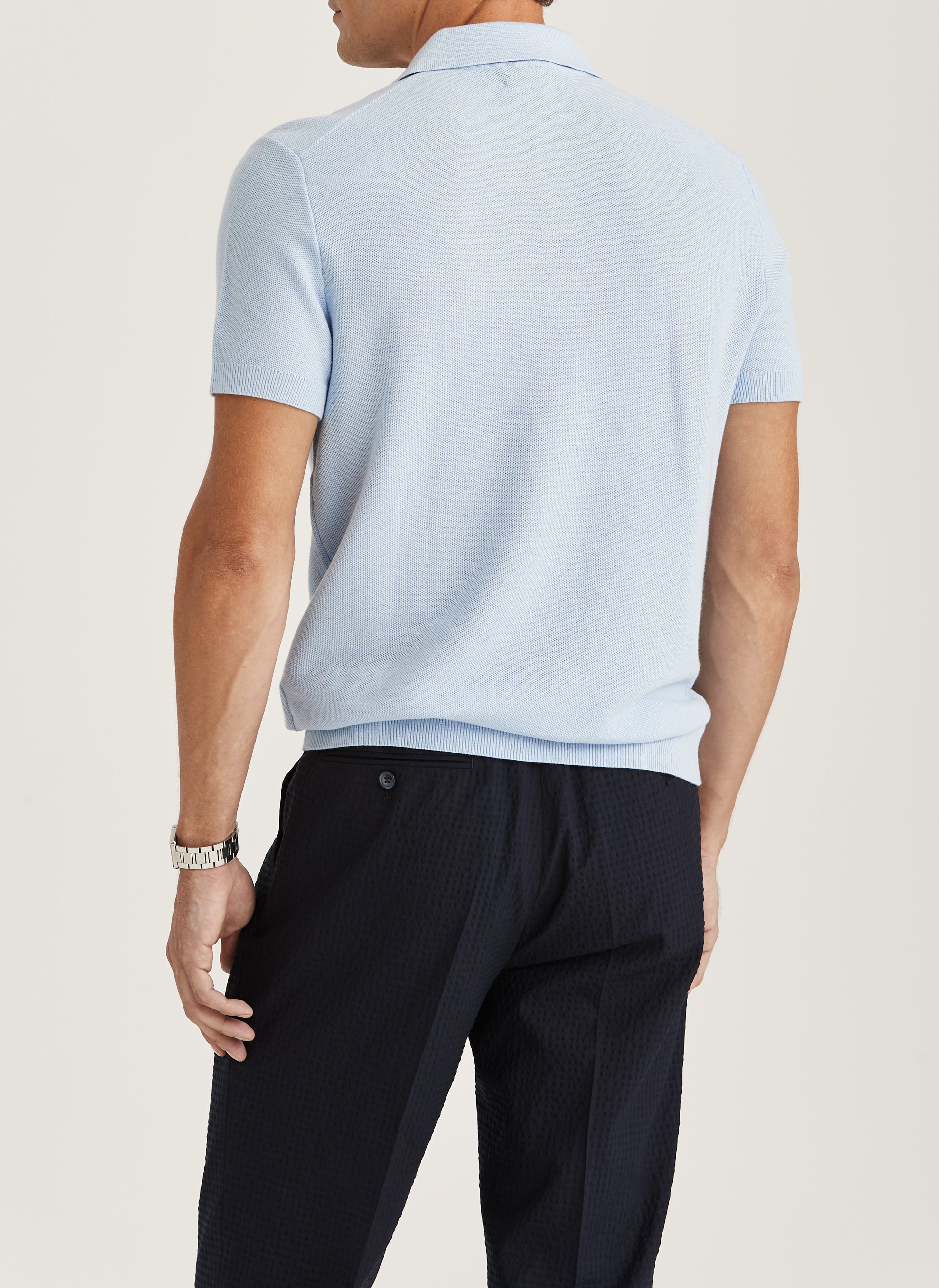 Morris Walter Polo Knit Light Blue - Supermen.dk