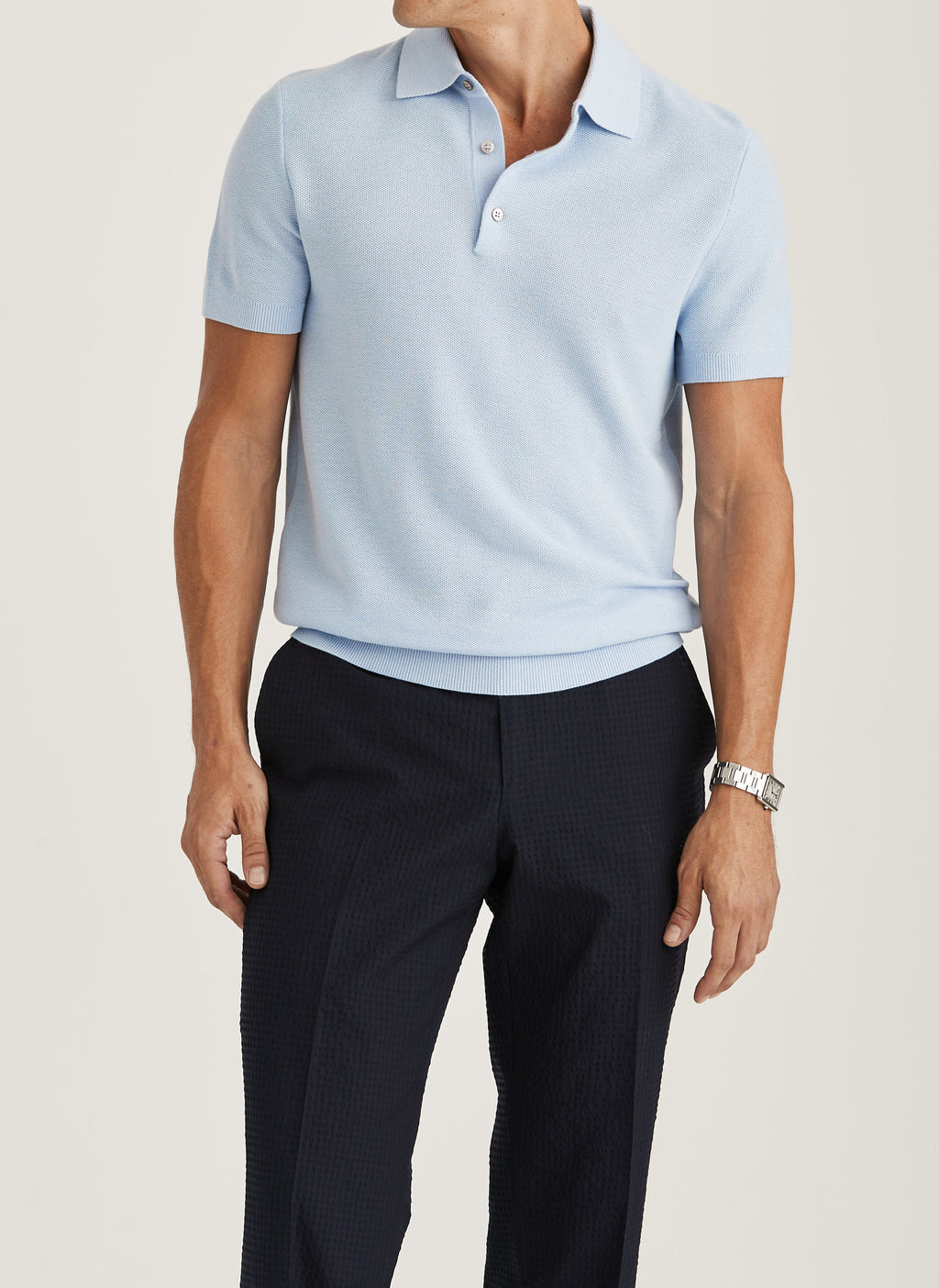 Morris Walter Polo Knit Light Blue - Supermen.dk