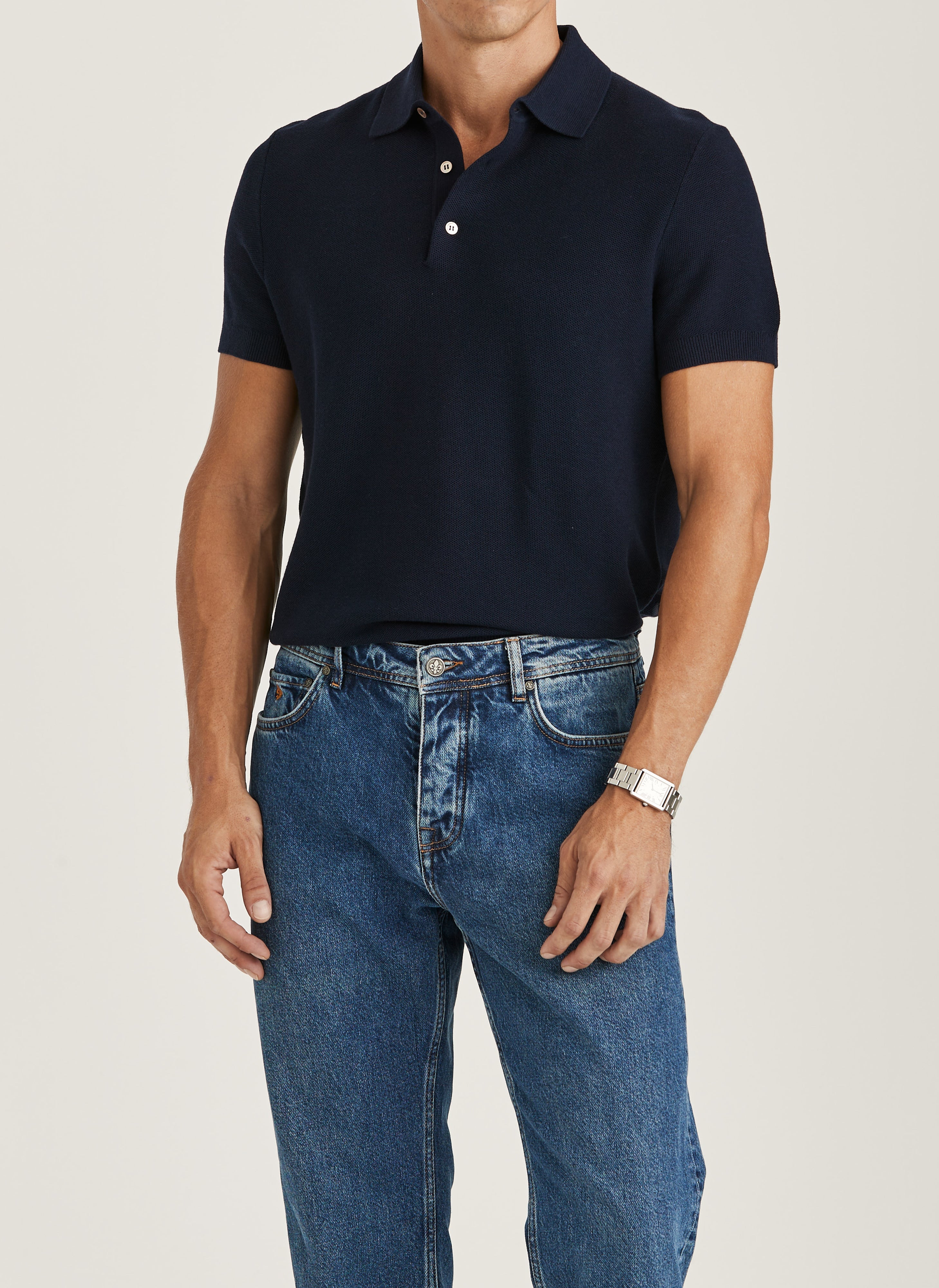 Morris Walter Polo Knit Navy - Supermen.dk
