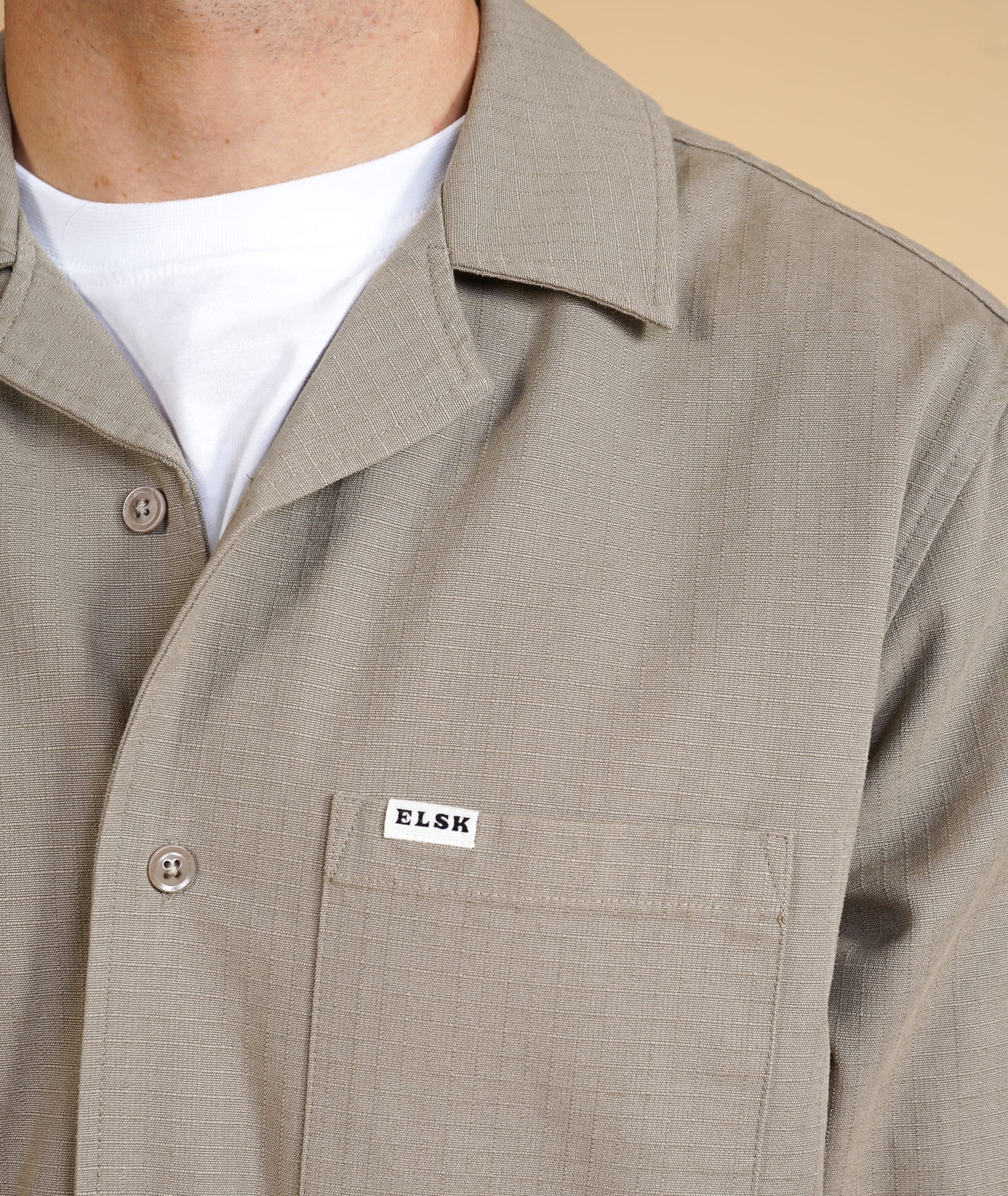 ELSK RIPSTOP MEN'S LS SHIRT CASHEW BEIGE