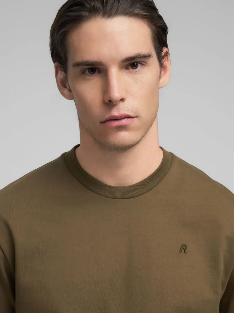 Replay JERSEY CREW - NECK DARK OLIVE - Supermen.dk