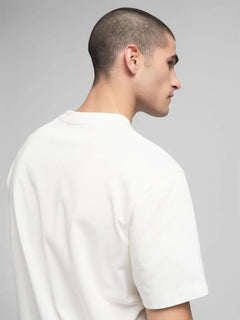 Nærbillede af Replay jersey T-shirt med rund hals i hvid set bagfra