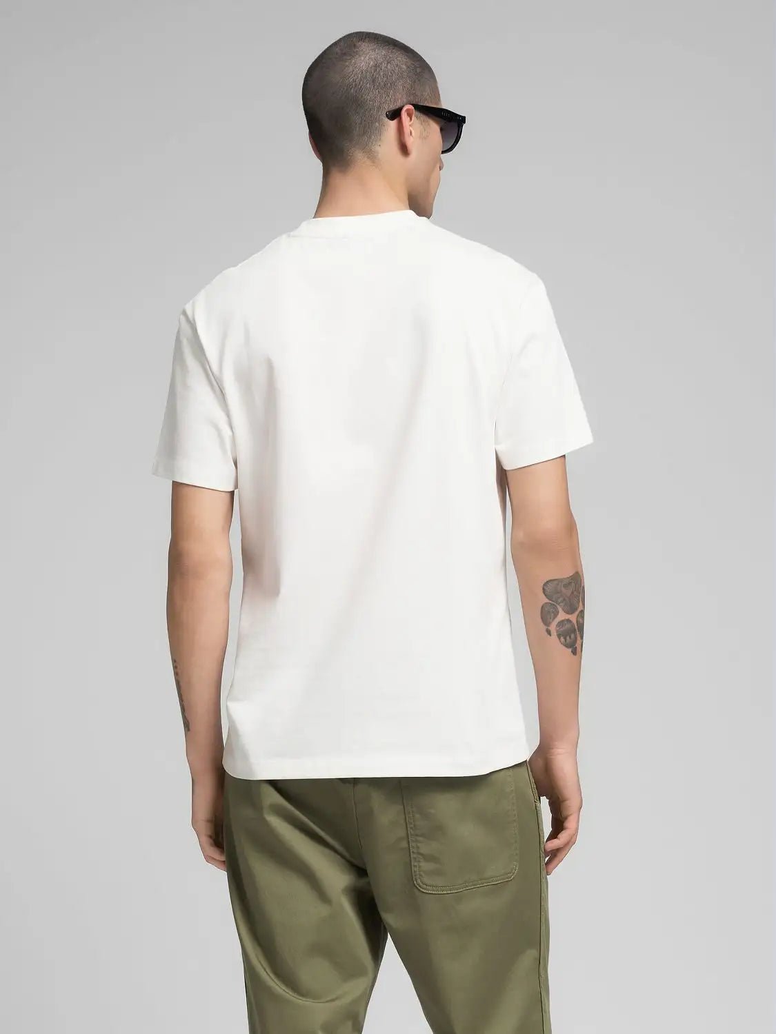Replay jersey T-shirt med rund hals i hvid set bagfra