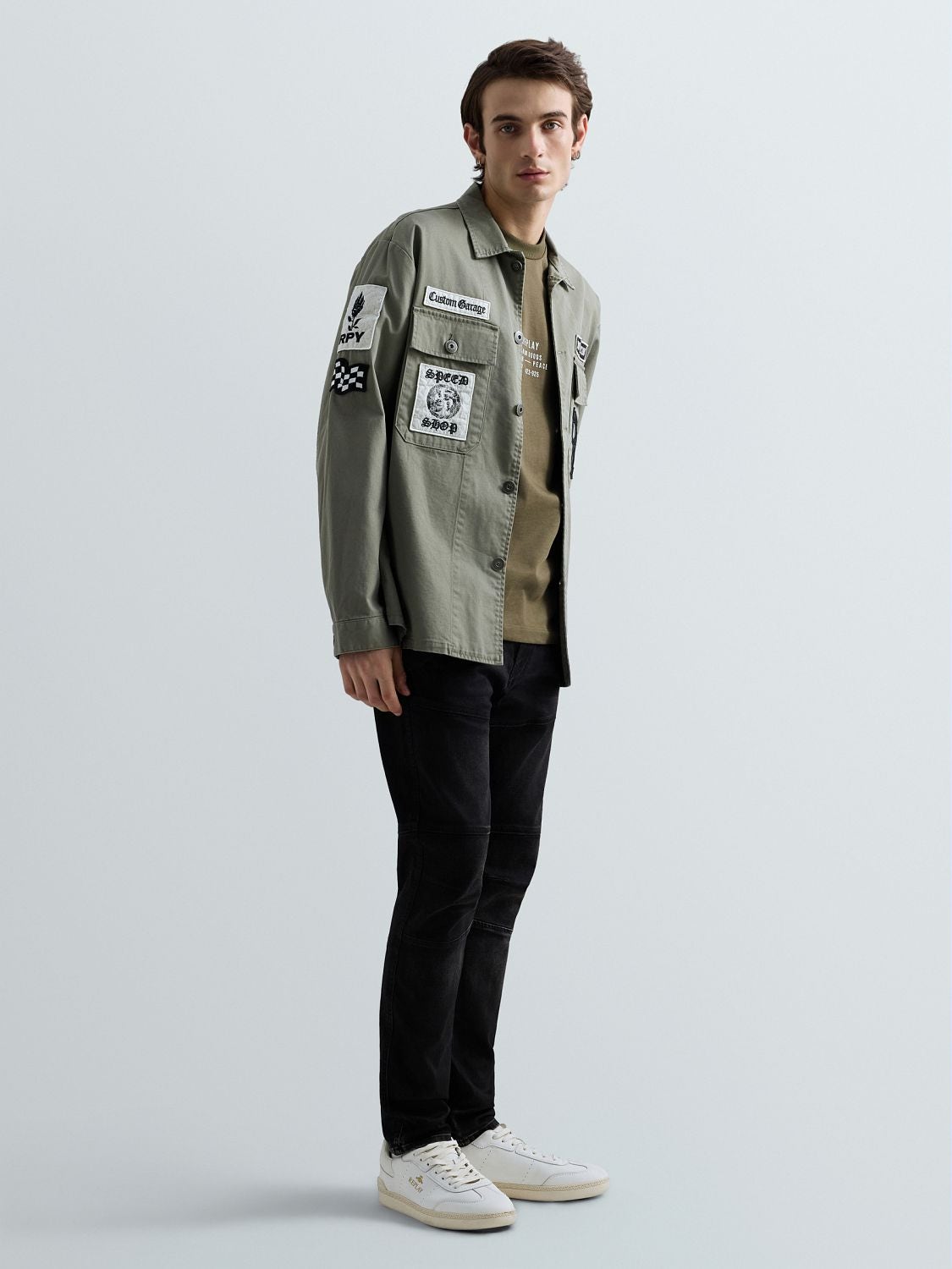 Replay Overshirt Logo & Patches - Army