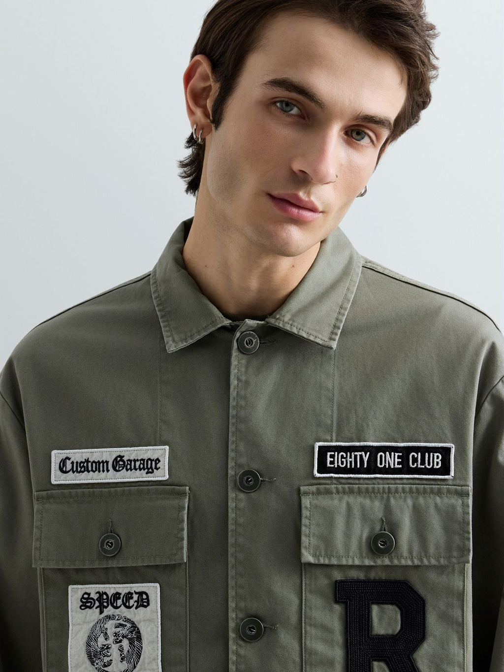 Replay Overshirt Logo & Patches - Army