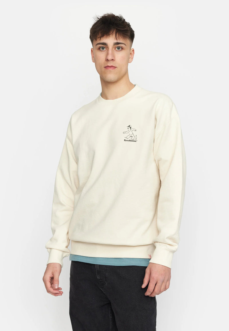 Revolution Printed Crewneck / 2786 PET - Offwhite - Supermen.dk