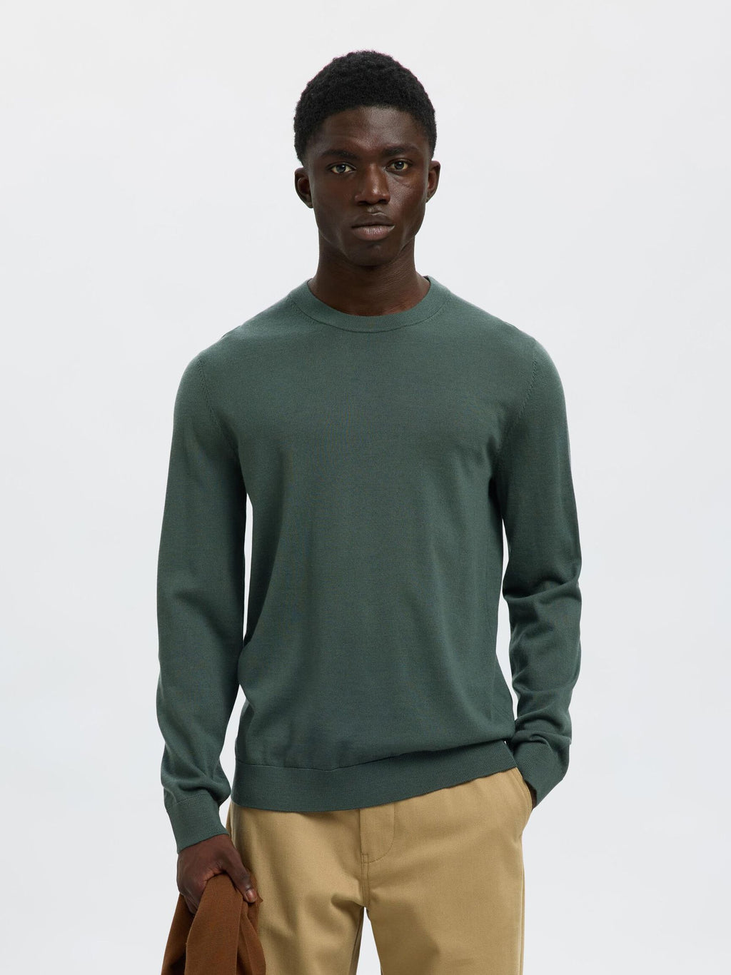 Selected Knit Merino Strik - Deep Forest - Supermen.dk