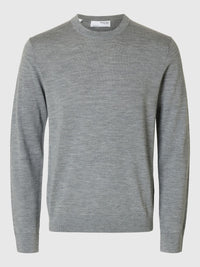 Selected Knit Merino Strik - Medium Grey Melange - Supermen.dk