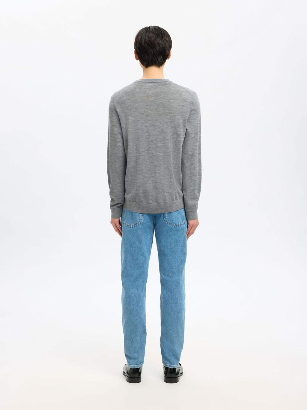 Selected Knit Merino Strik - Medium Grey Melange - Supermen.dk