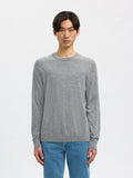 Selected Knit Merino Strik - Medium Grey Melange - Supermen.dk