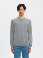 Selected Knit Merino Strik - Medium Grey Melange - Supermen.dk
