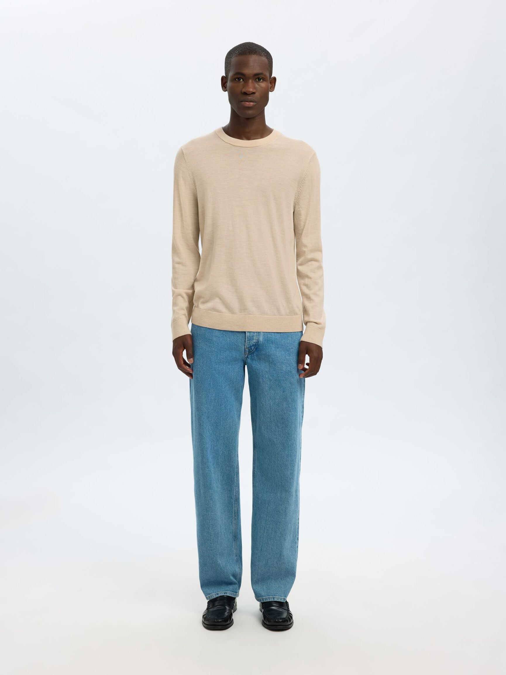 Selected Knit Merino Strik - Oatmeal/Melange - Supermen.dk